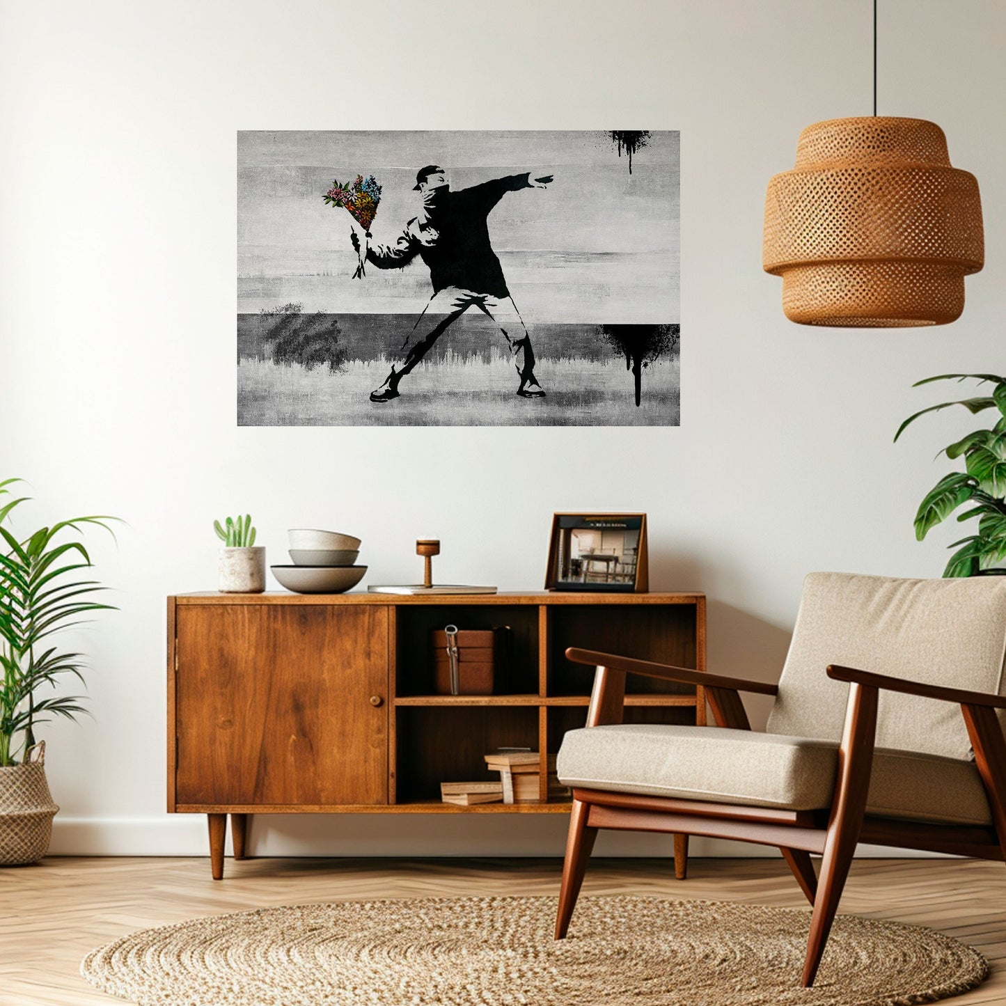FLOWER BOMBER (BANKSY) Poster orizzontale staccabile e attaccabile