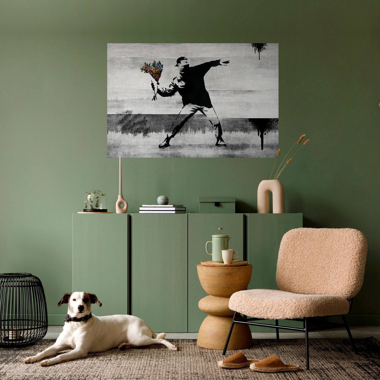 FLOWER BOMBER (BANKSY) Poster orizzontale staccabile e attaccabile
