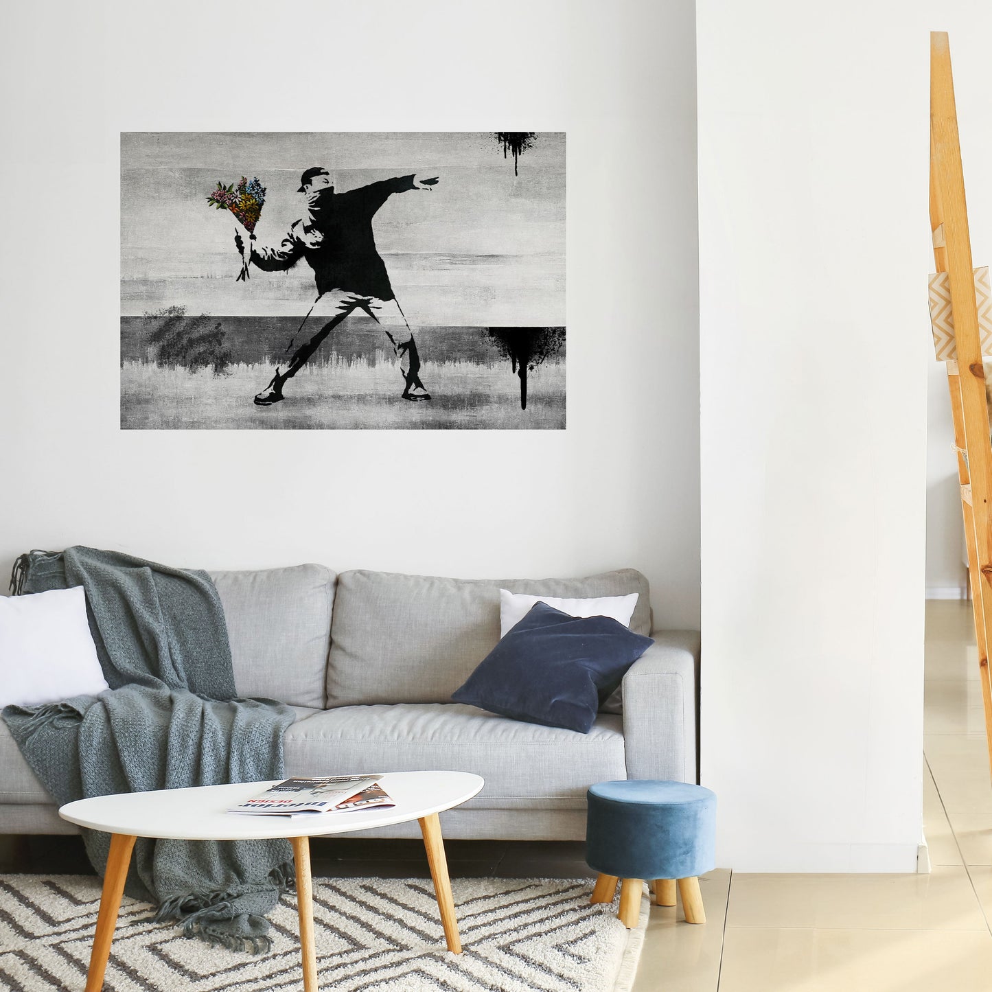 FLOWER BOMBER (BANKSY) Poster orizzontale staccabile e attaccabile