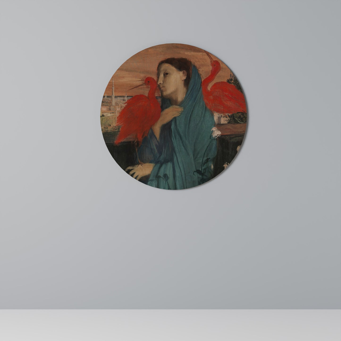 GIOVANE DONNA CON IBIS - Arte murale rotonda