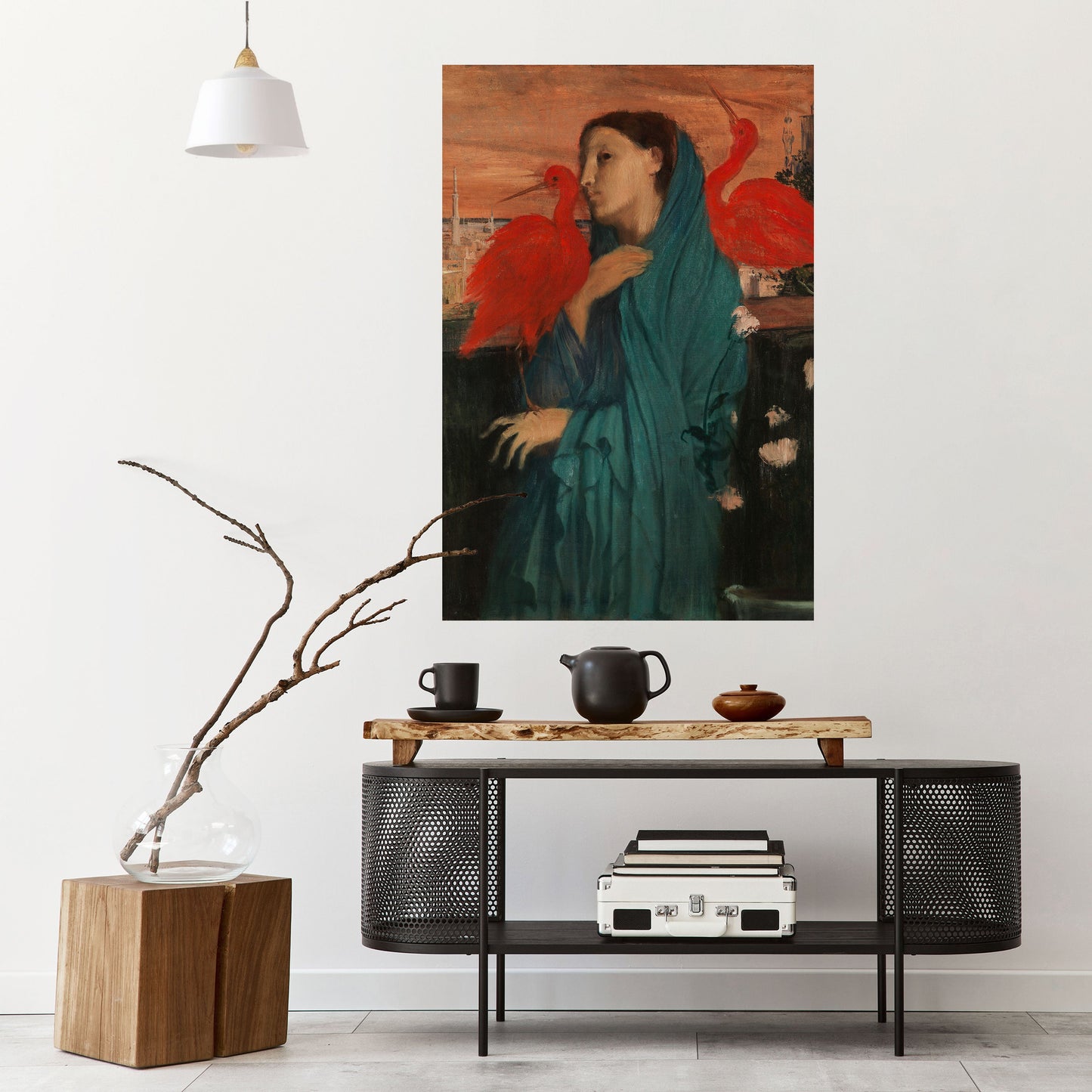 GIOVANE DONNA CON IBIS Poster verticale staccabile e attaccabile