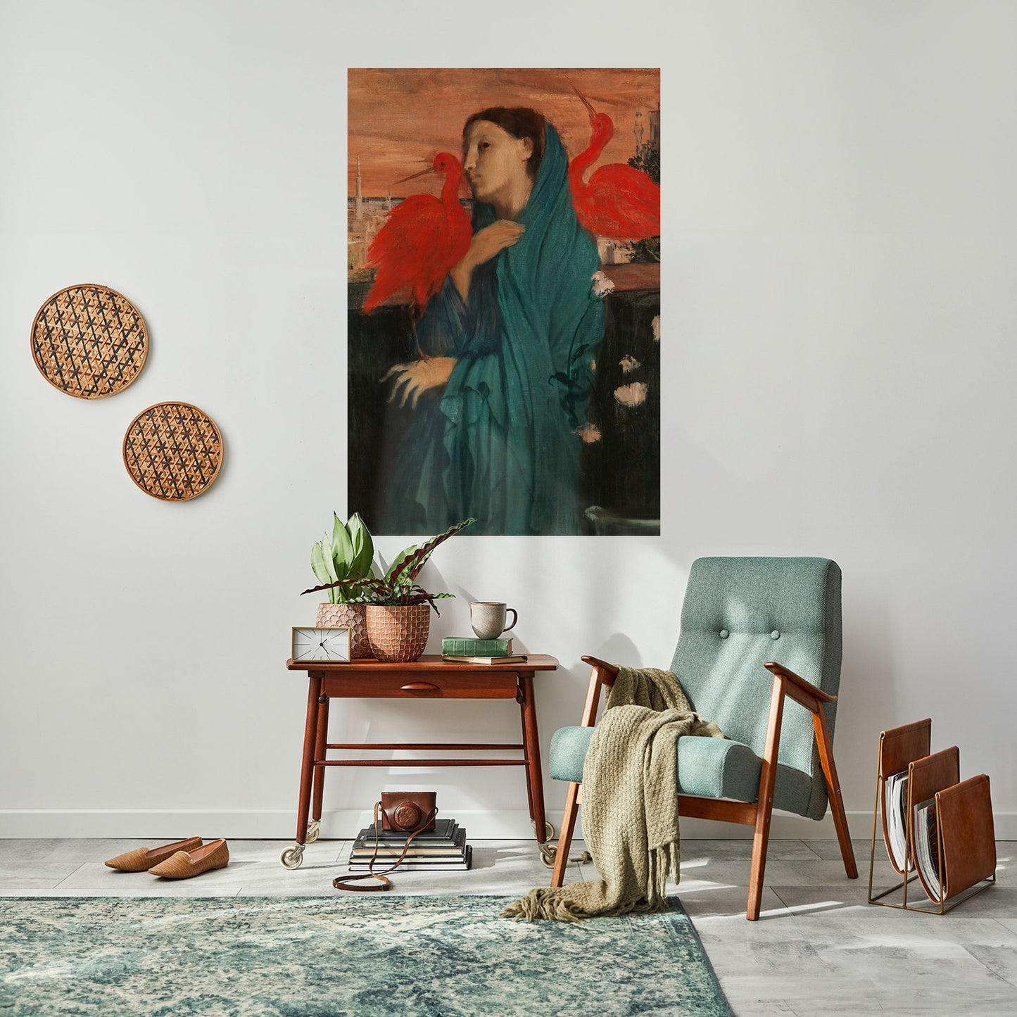 GIOVANE DONNA CON IBIS Poster verticale staccabile e attaccabile