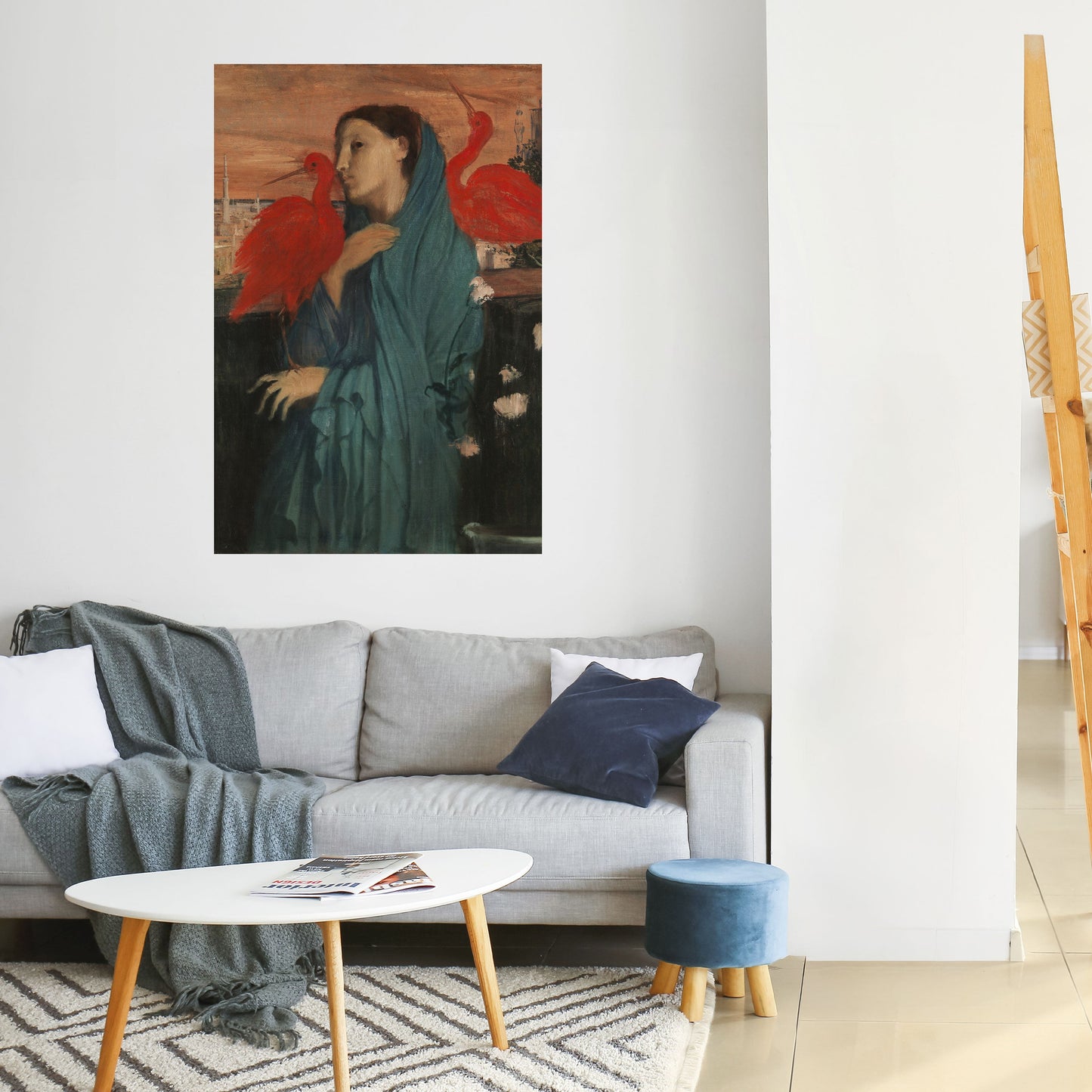 GIOVANE DONNA CON IBIS Poster verticale staccabile e attaccabile