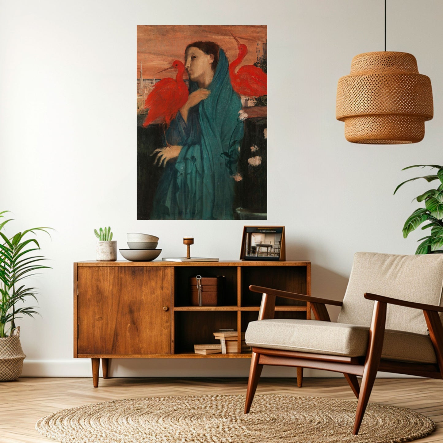 GIOVANE DONNA CON IBIS Poster verticale staccabile e attaccabile