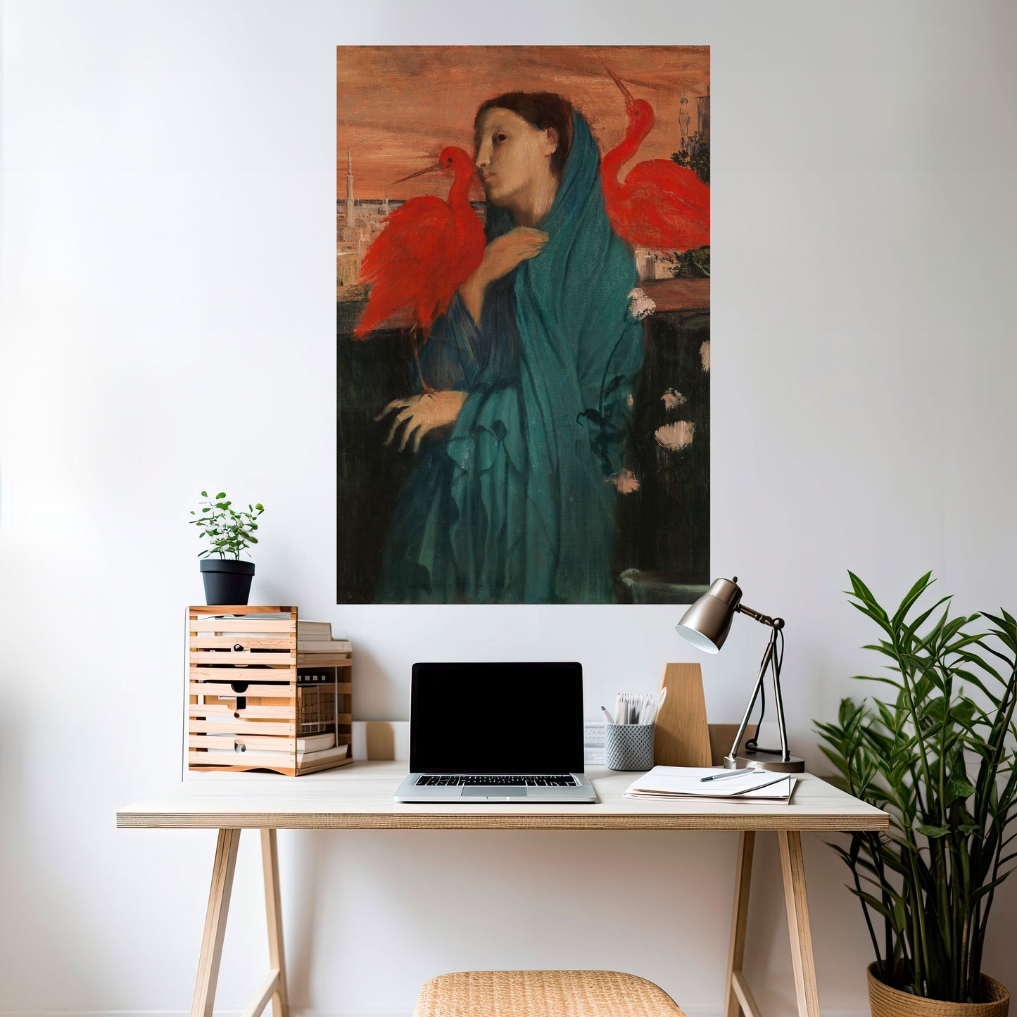 GIOVANE DONNA CON IBIS Poster verticale staccabile e attaccabile
