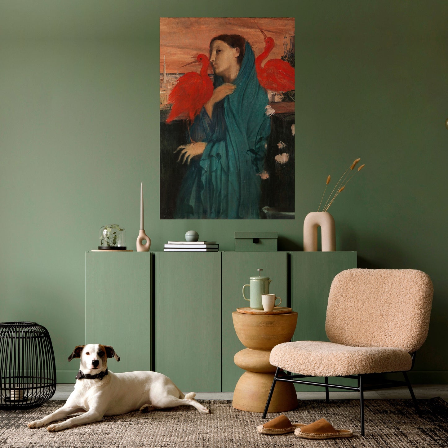 GIOVANE DONNA CON IBIS Poster verticale staccabile e attaccabile