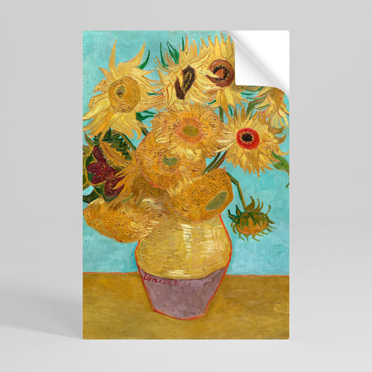 VASO CON DODICI GIRASOLI Poster verticale staccabile e attaccabile