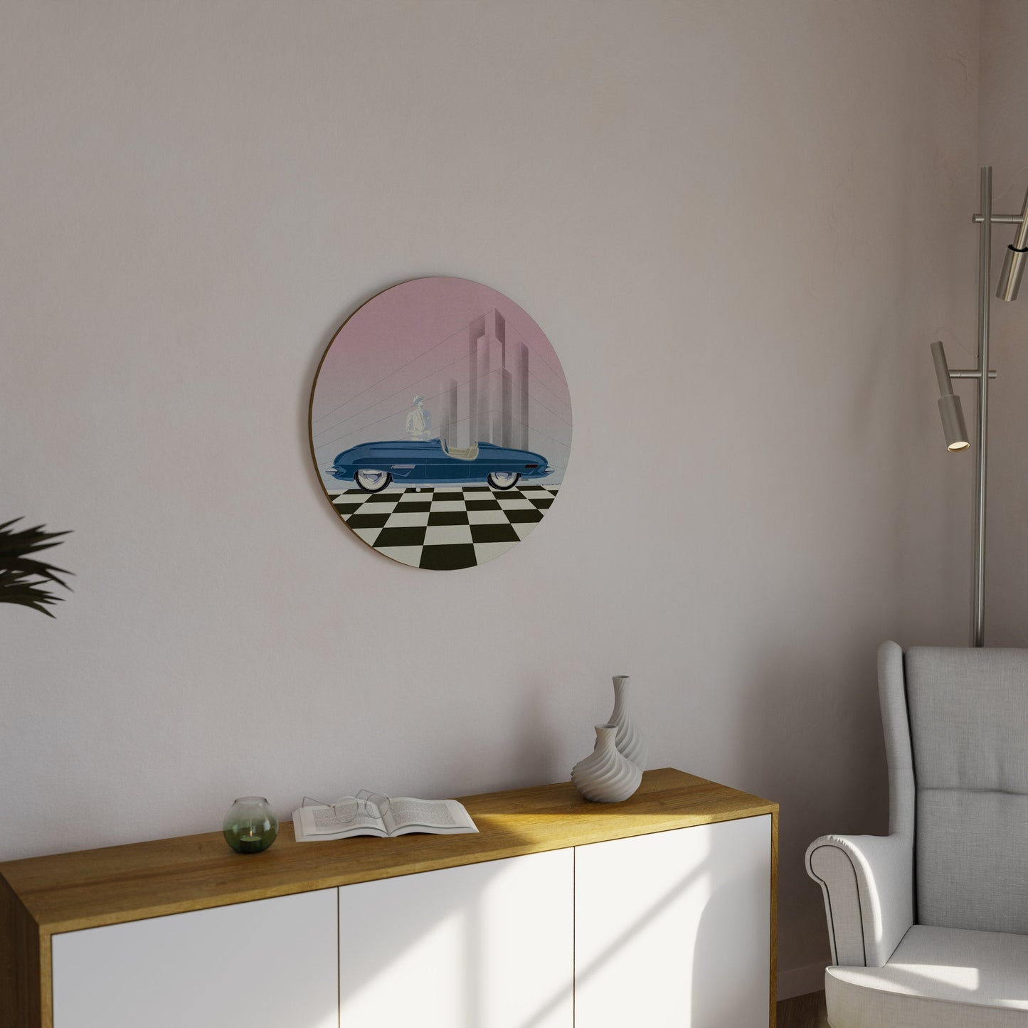 Decorazione murale rotonda BLUE ROADSTER
