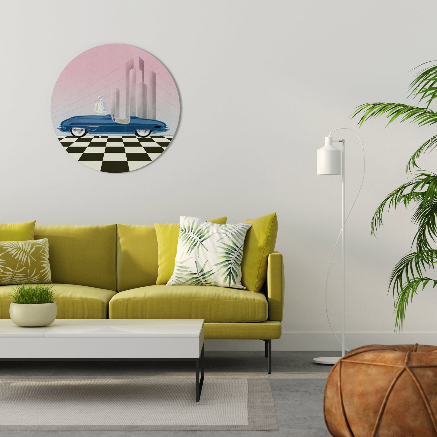 Decorazione murale rotonda BLUE ROADSTER