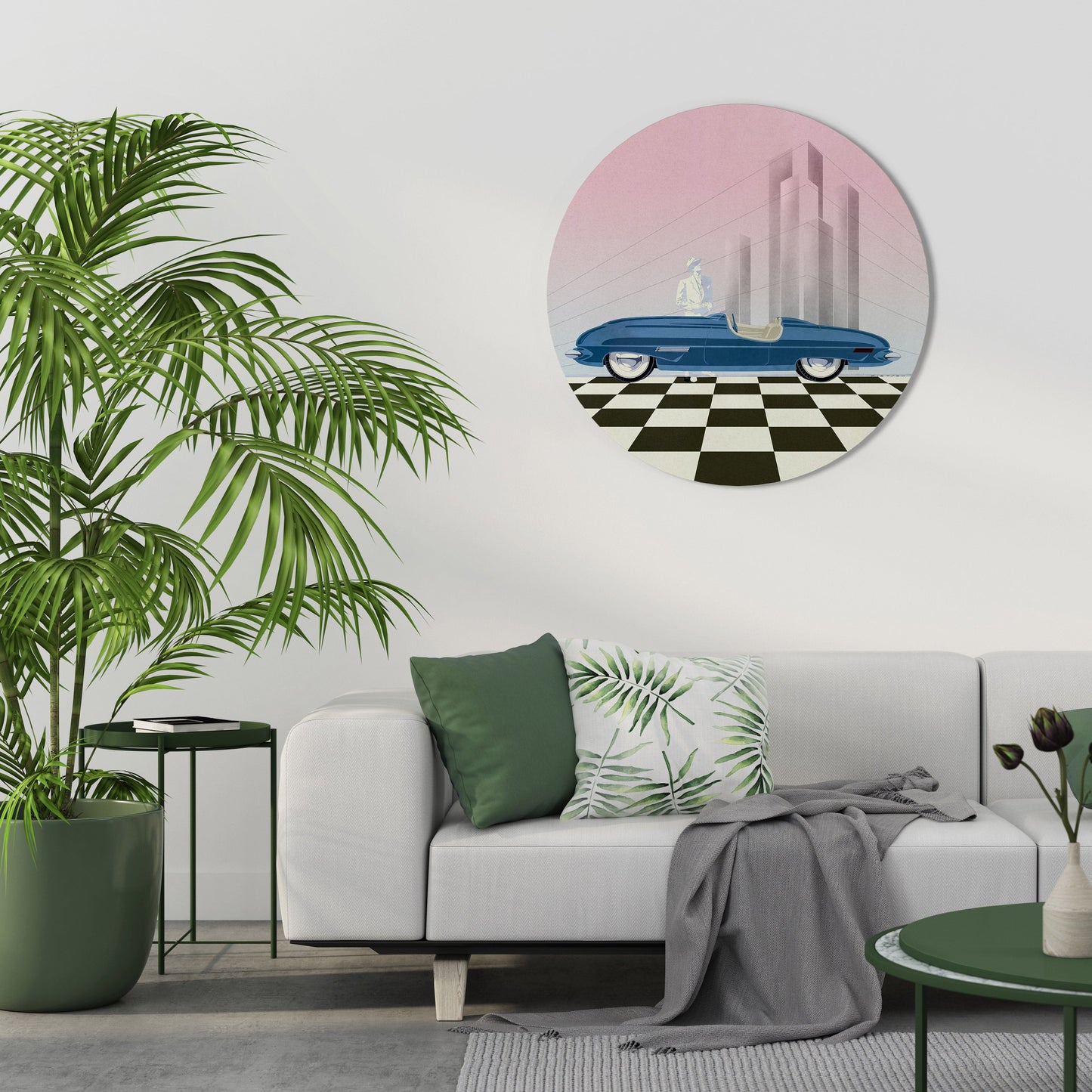 Decorazione murale rotonda BLUE ROADSTER