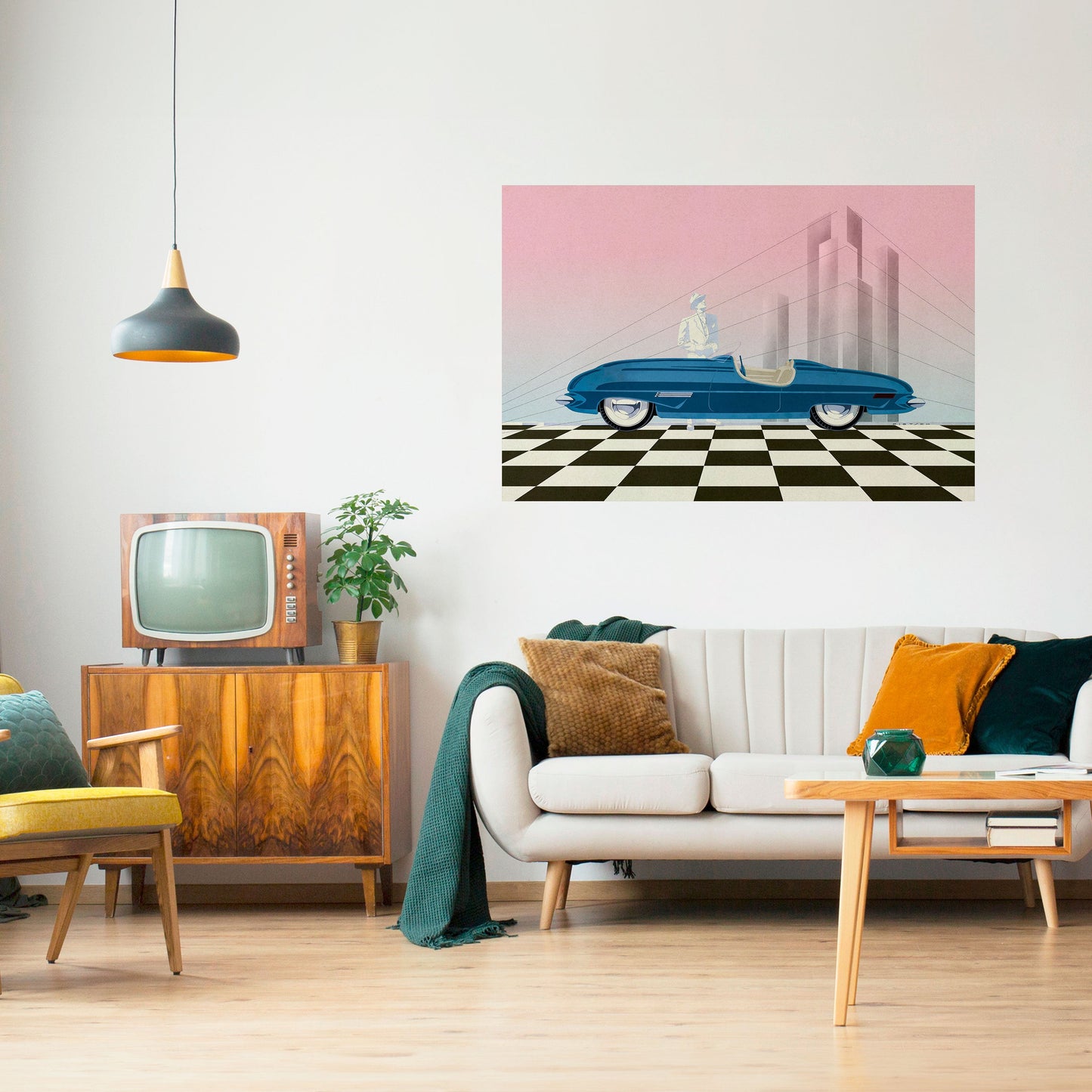 Poster orizzontale staccabile e attaccabile BLUE ROADSTER