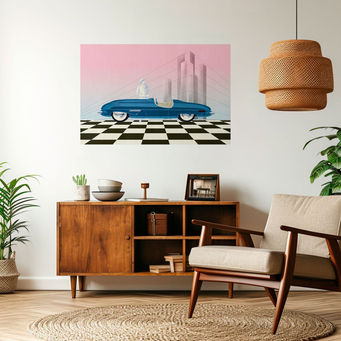 Poster orizzontale staccabile e attaccabile BLUE ROADSTER
