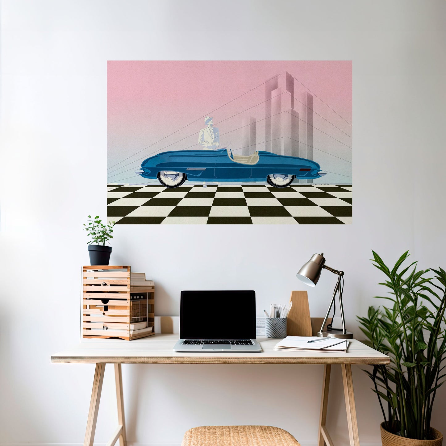 Poster orizzontale staccabile e attaccabile BLUE ROADSTER