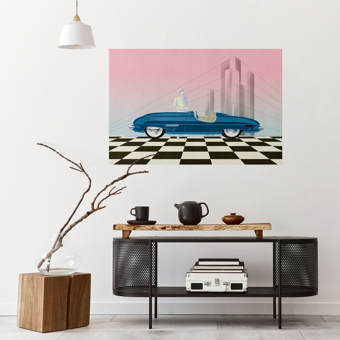Poster orizzontale staccabile e attaccabile BLUE ROADSTER