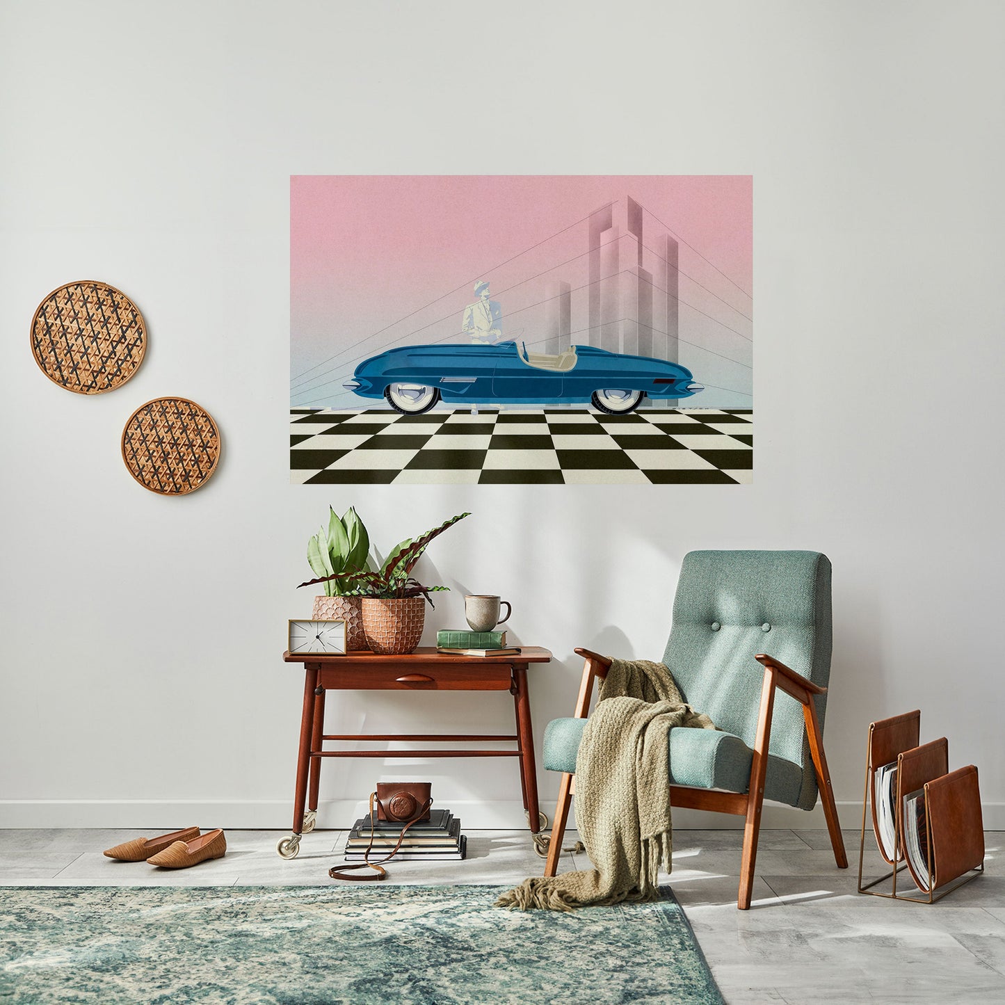 Poster orizzontale staccabile e attaccabile BLUE ROADSTER