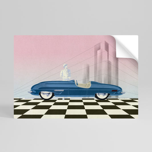 Poster orizzontale staccabile e attaccabile BLUE ROADSTER
