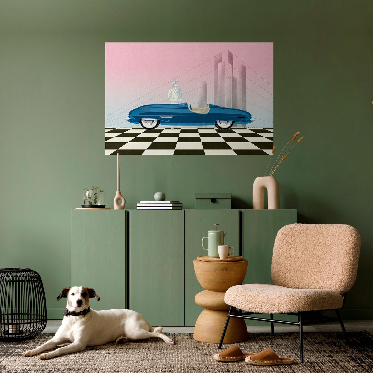 Poster orizzontale staccabile e attaccabile BLUE ROADSTER