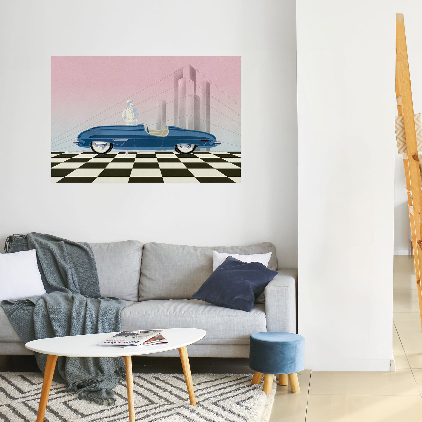 Poster orizzontale staccabile e attaccabile BLUE ROADSTER