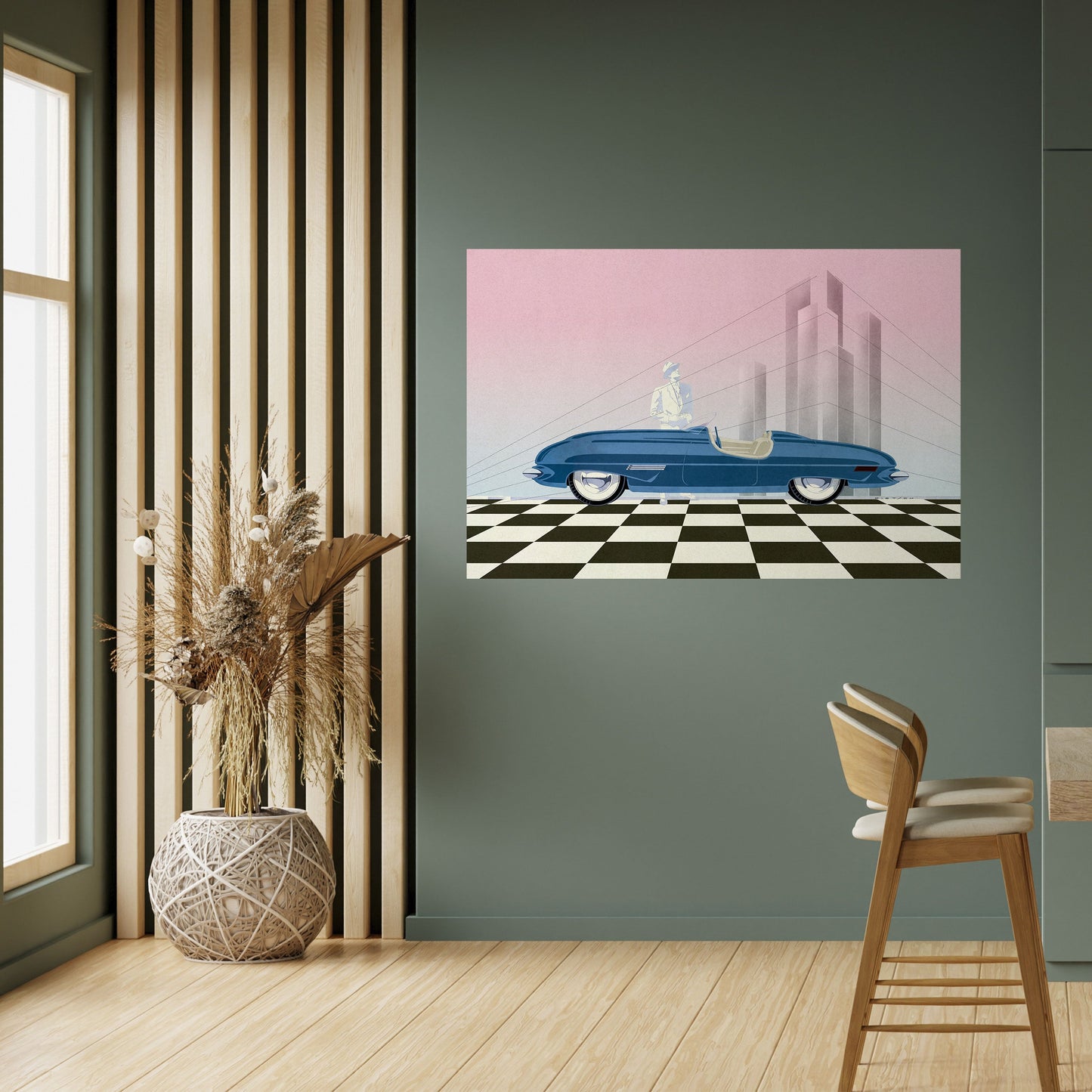Poster orizzontale staccabile e attaccabile BLUE ROADSTER