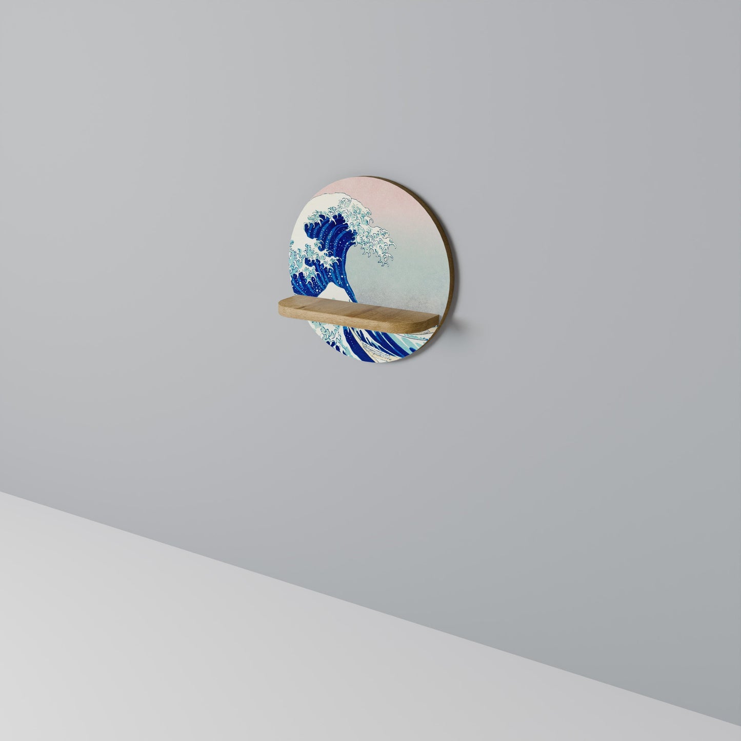 THE GREAT WAVE Mensola rotonda per opere d'arte in effetto rovere