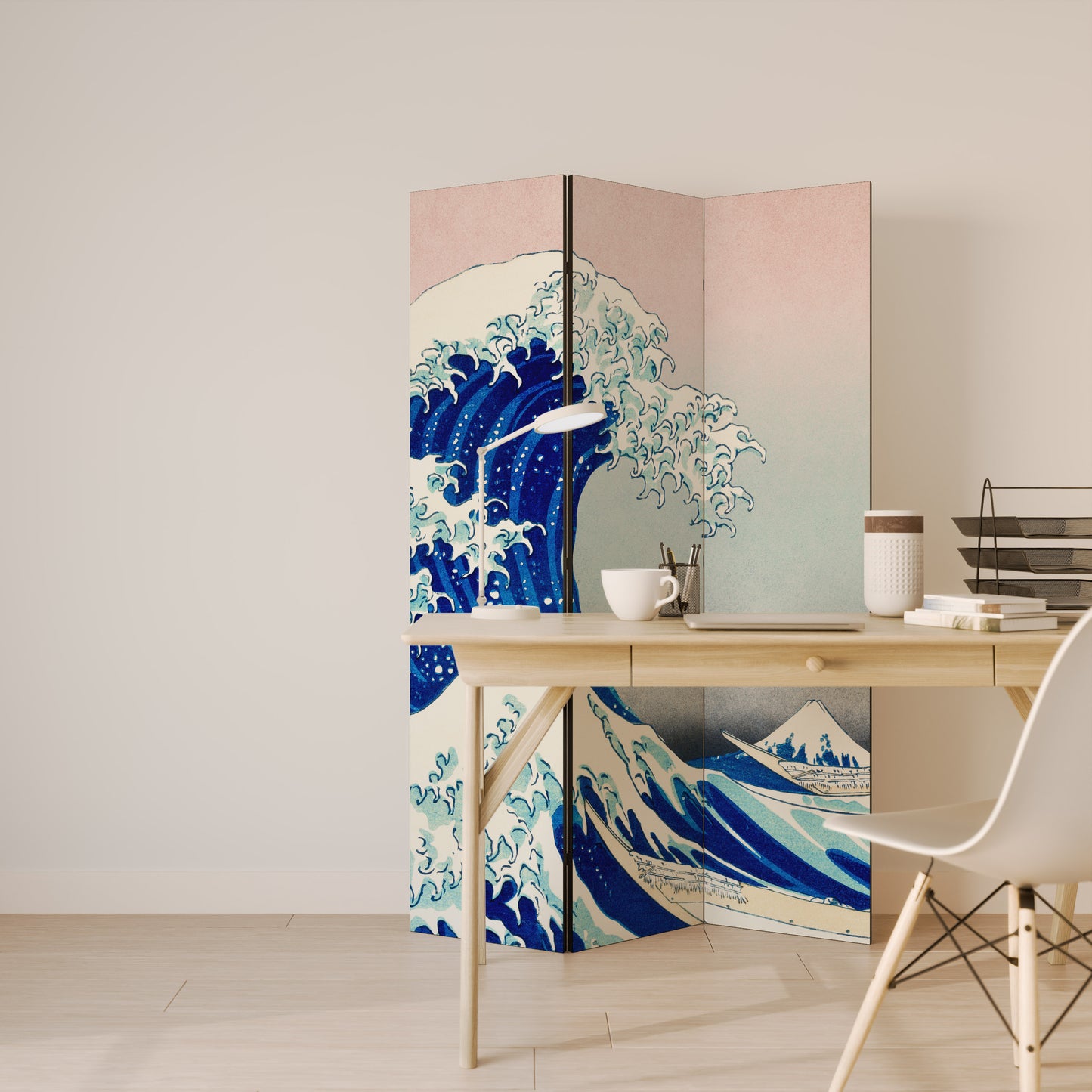 THE GREAT WAVE - Divisorio decorativo per ambienti a 3 pannelli