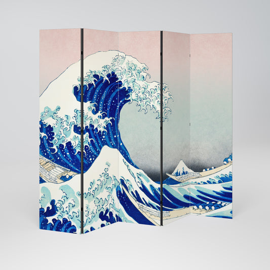 THE GREAT WAVE - Divisorio decorativo per ambienti a 5 pannelli