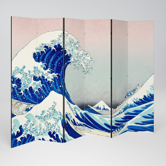 THE GREAT WAVE - Divisorio decorativo per ambienti a 6 pannelli