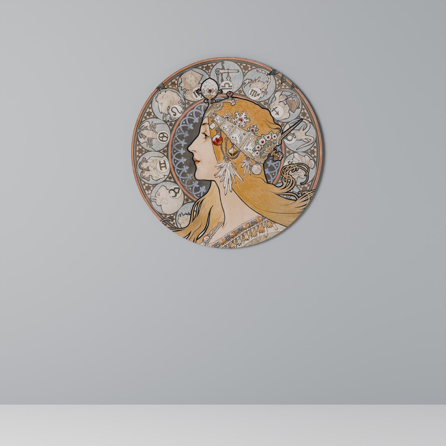 ZODIAQUE OR LA PLUME Arte murale rotonda