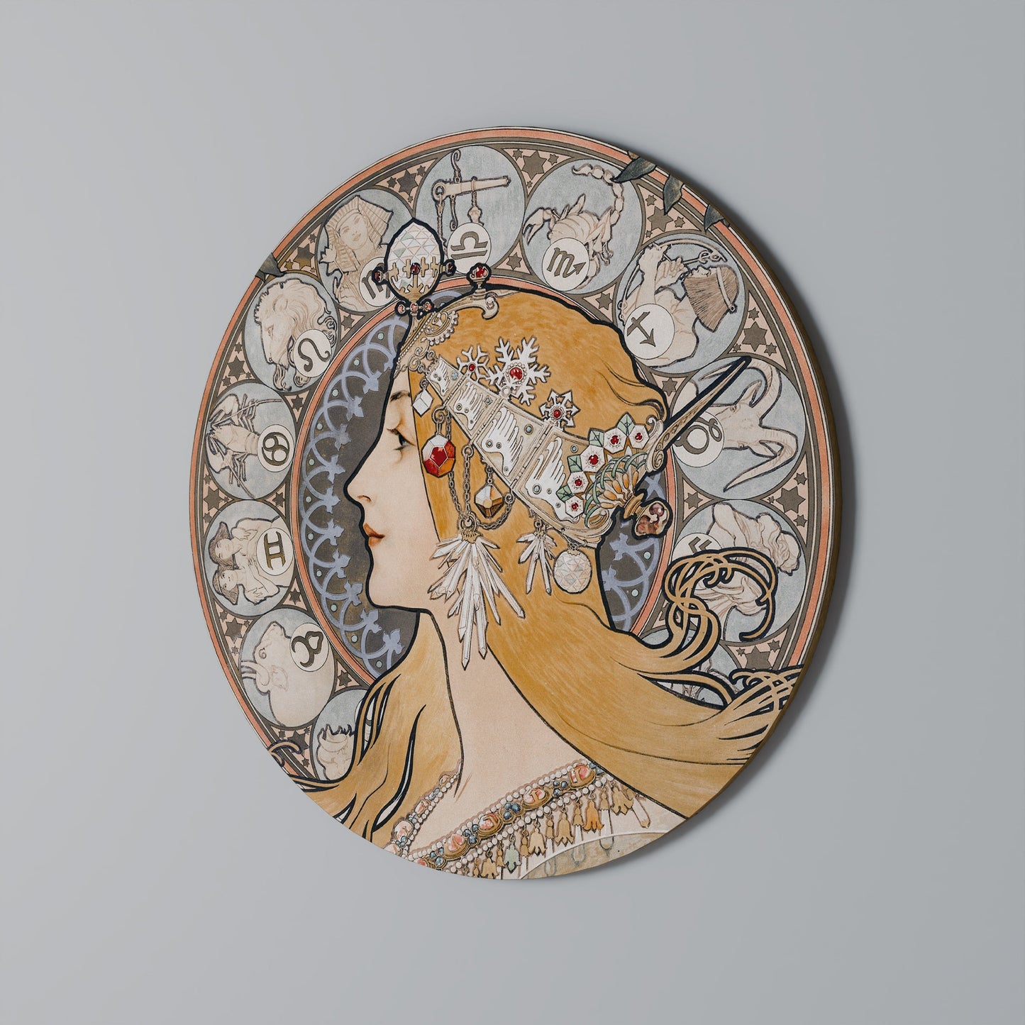 ZODIAQUE OR LA PLUME Arte murale rotonda