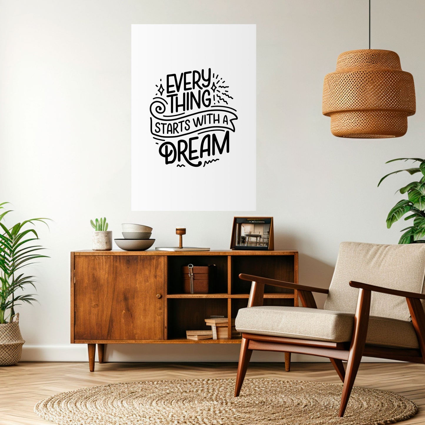 TUTTO INIZIA CON UN SOGNO Poster verticale staccabile e attaccabile