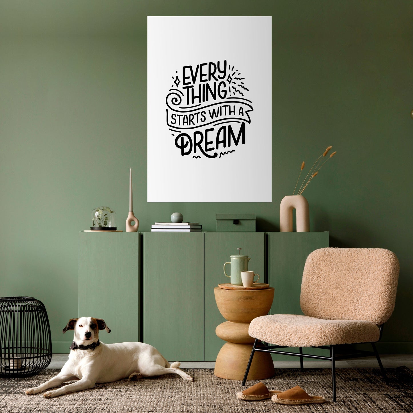 TUTTO INIZIA CON UN SOGNO Poster verticale staccabile e attaccabile