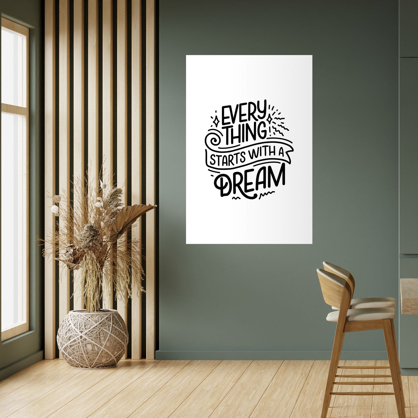 TUTTO INIZIA CON UN SOGNO Poster verticale staccabile e attaccabile