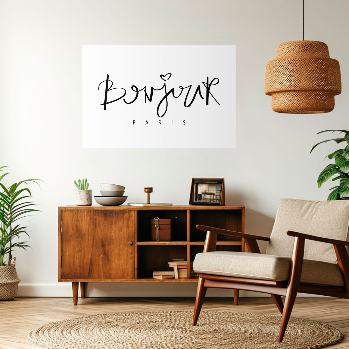 BONJOUR LOVE Poster orizzontale staccabile e attaccabile