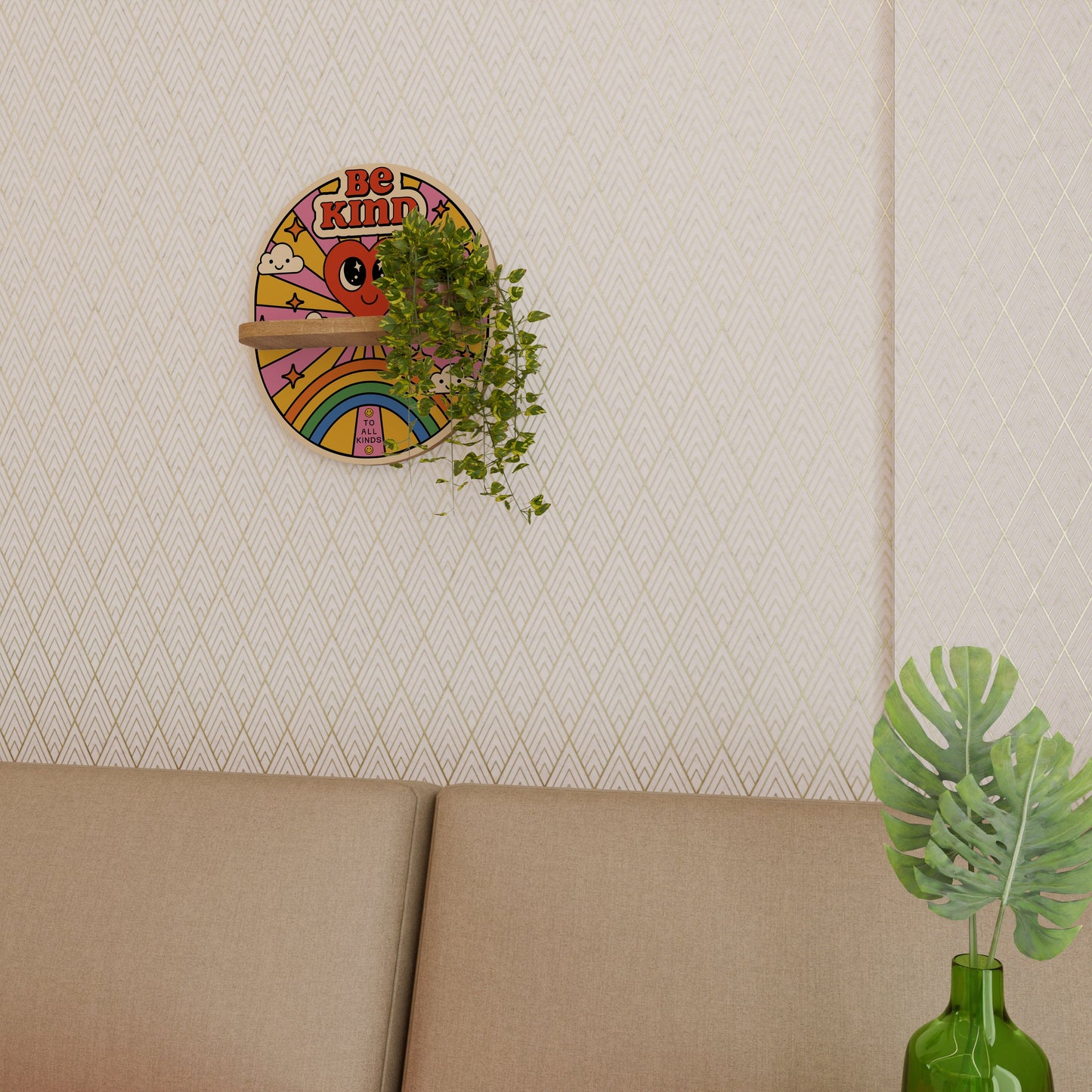 BE KIND Mensola ovale per opere d'arte in effetto rovere