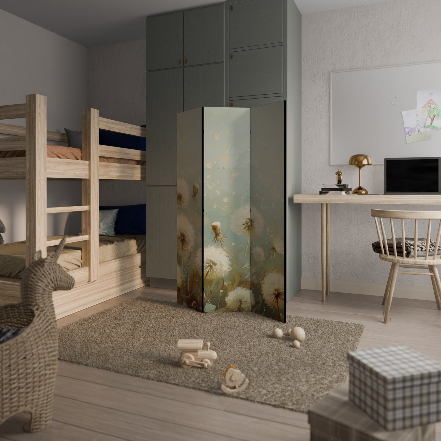 DREAMY MEADOW - Divisorio decorativo per ambienti a 3 pannelli