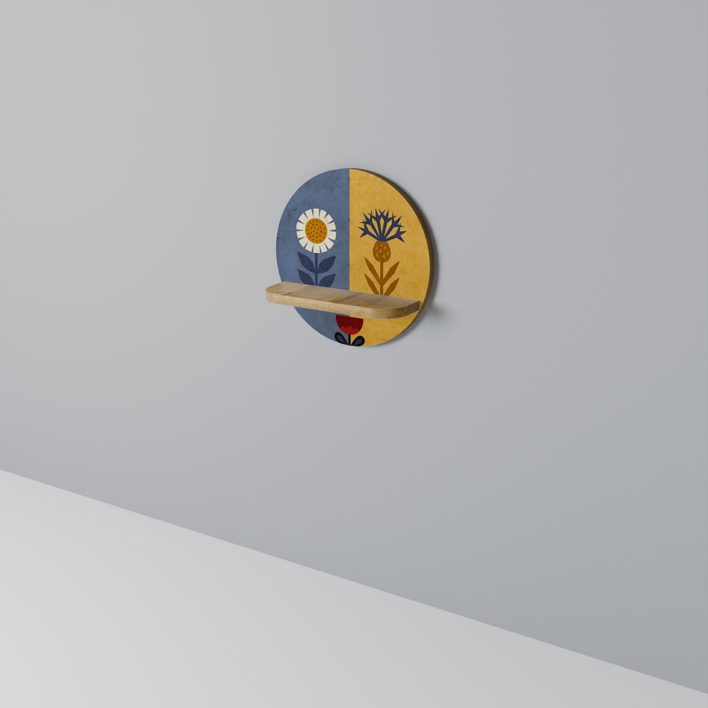 SCANDIC FLORET Mensola rotonda per opere d'arte in effetto rovere