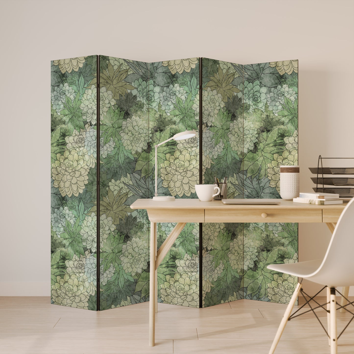 SUCCULENT CLUSTER Divisorio decorativo per ambienti a 5 pannelli