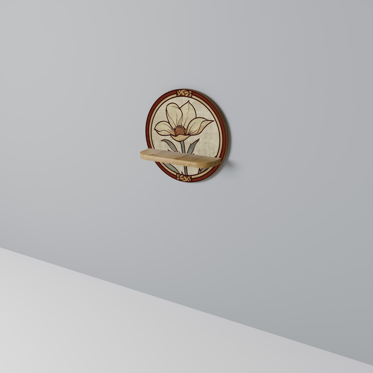 Scaffale rotondo TIMELESS FLORA in effetto rovere