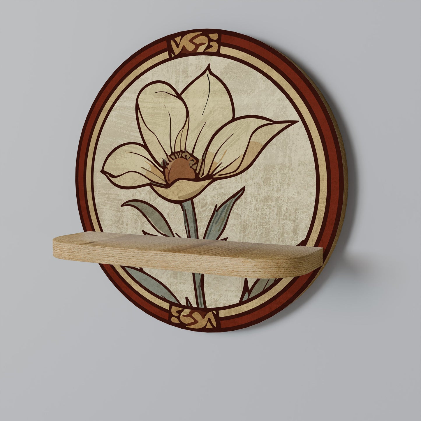 Scaffale rotondo TIMELESS FLORA in effetto rovere
