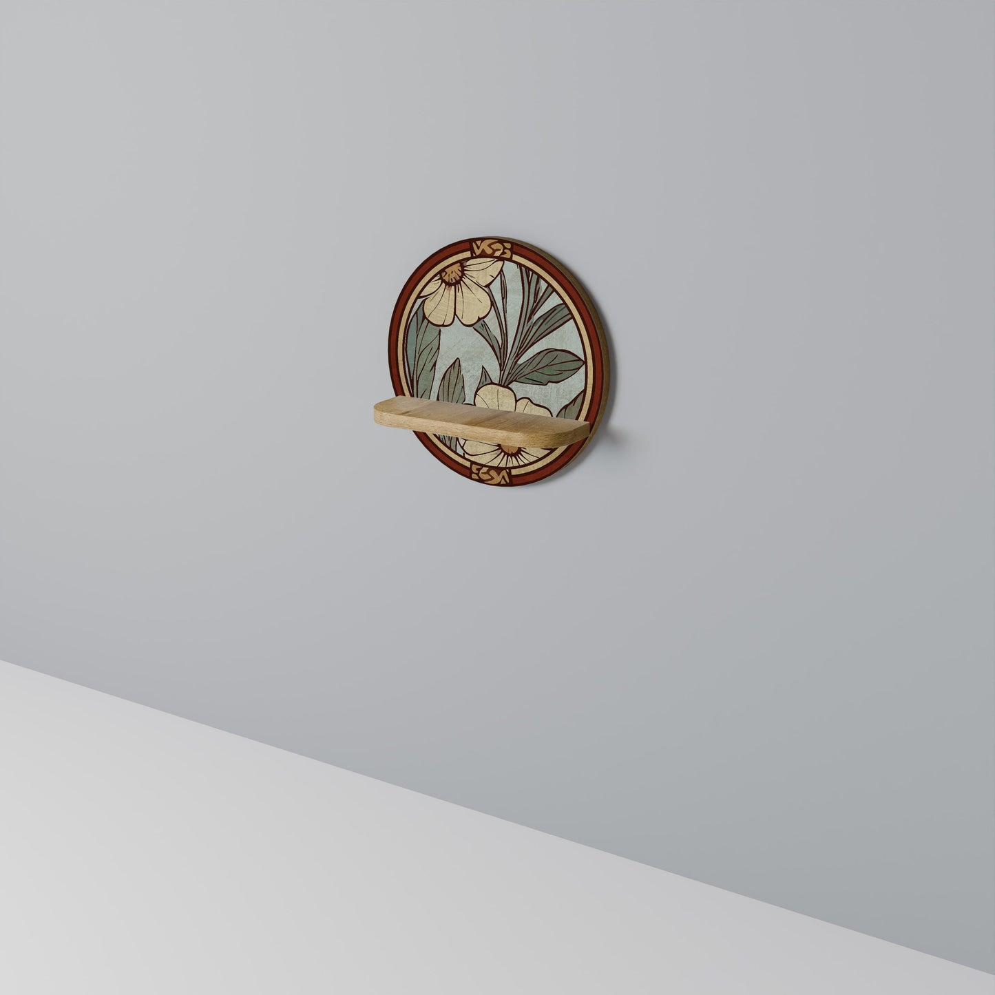 HERITAGE BLOSSOM Mensola rotonda per opere d'arte in effetto rovere