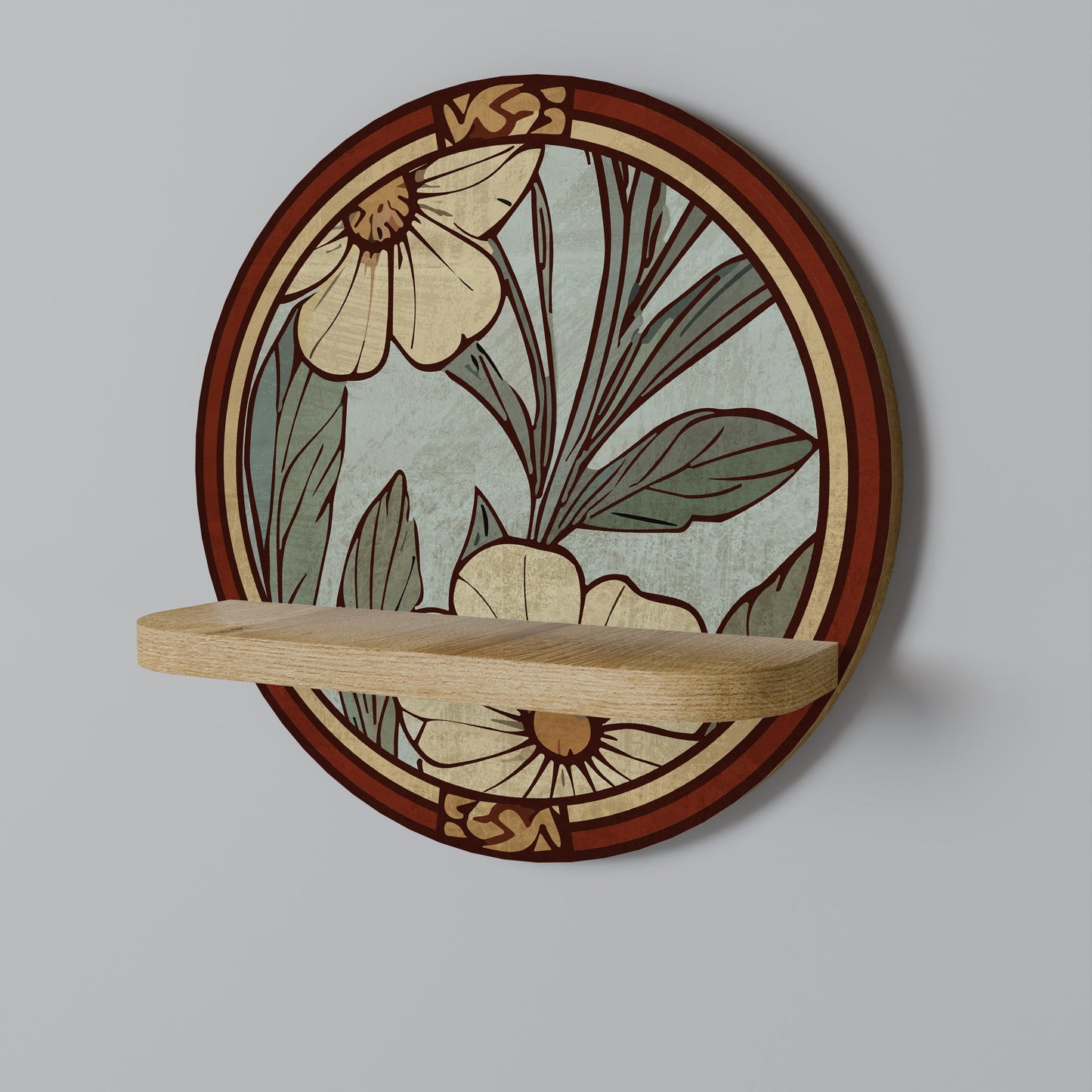 HERITAGE BLOSSOM Mensola rotonda per opere d'arte in effetto rovere