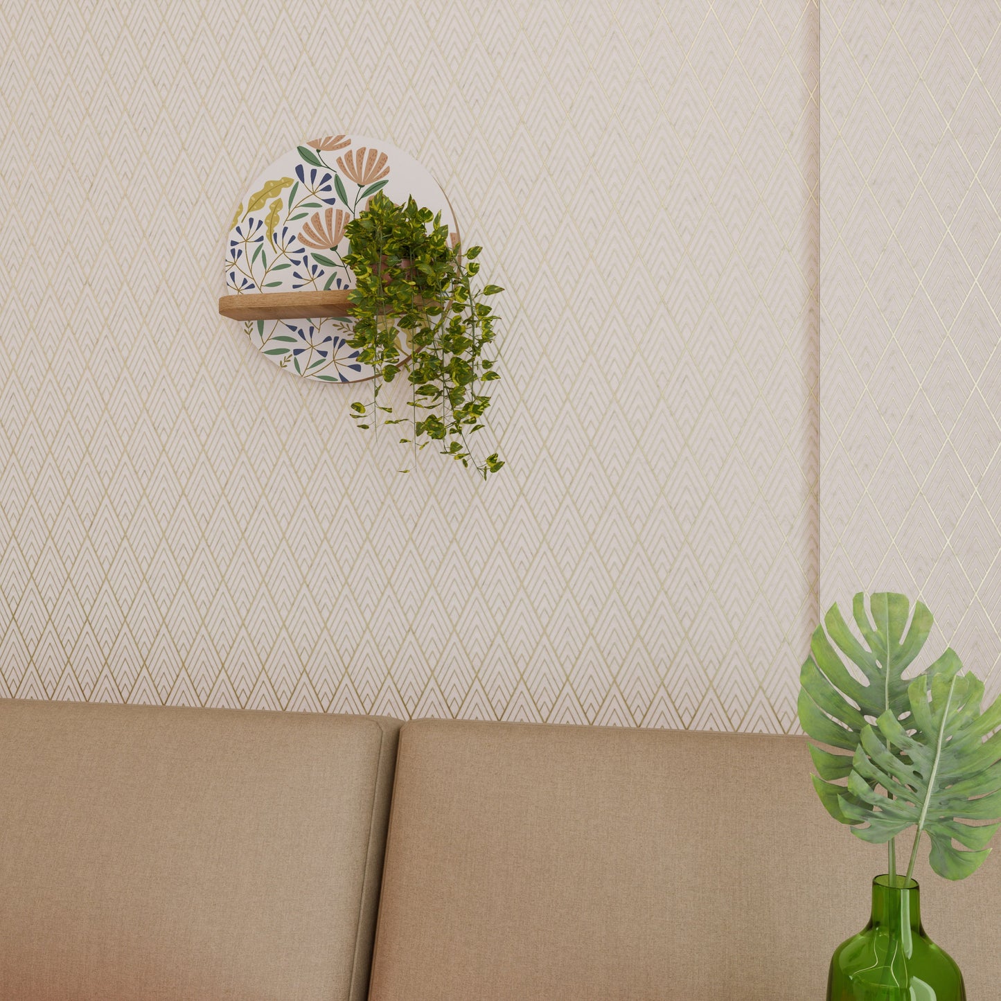 HELLO SPRING Mensola rotonda per arte in effetto rovere