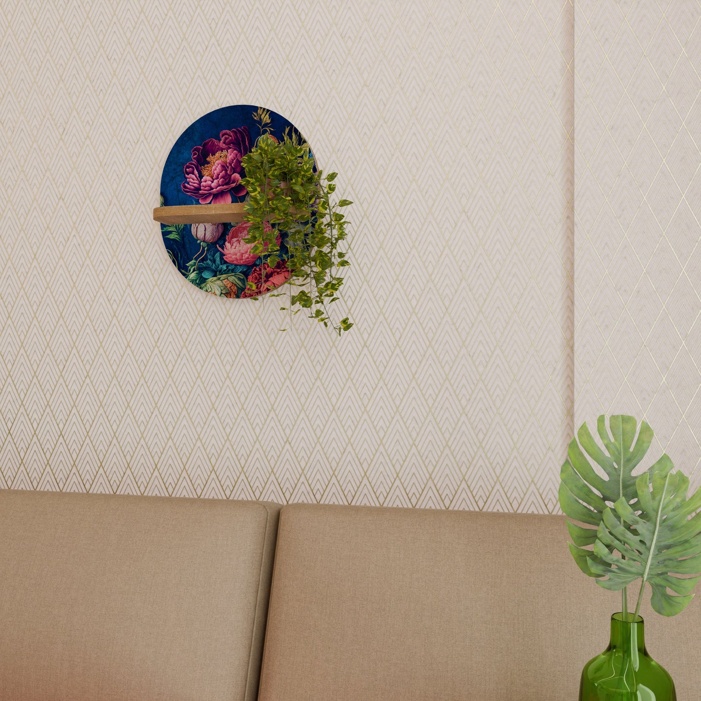BLOOMING ELEGANCE Mensola ovale per opere d'arte in effetto rovere