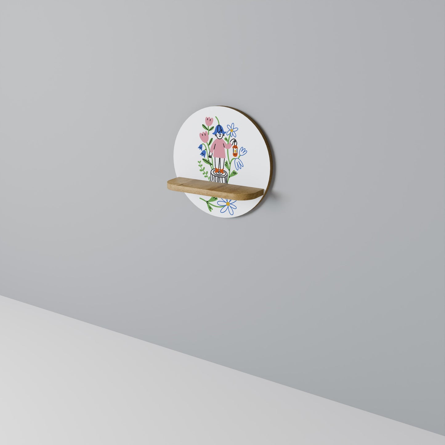 GARDEN GUARDIAN Mensola rotonda per opere d'arte in effetto rovere