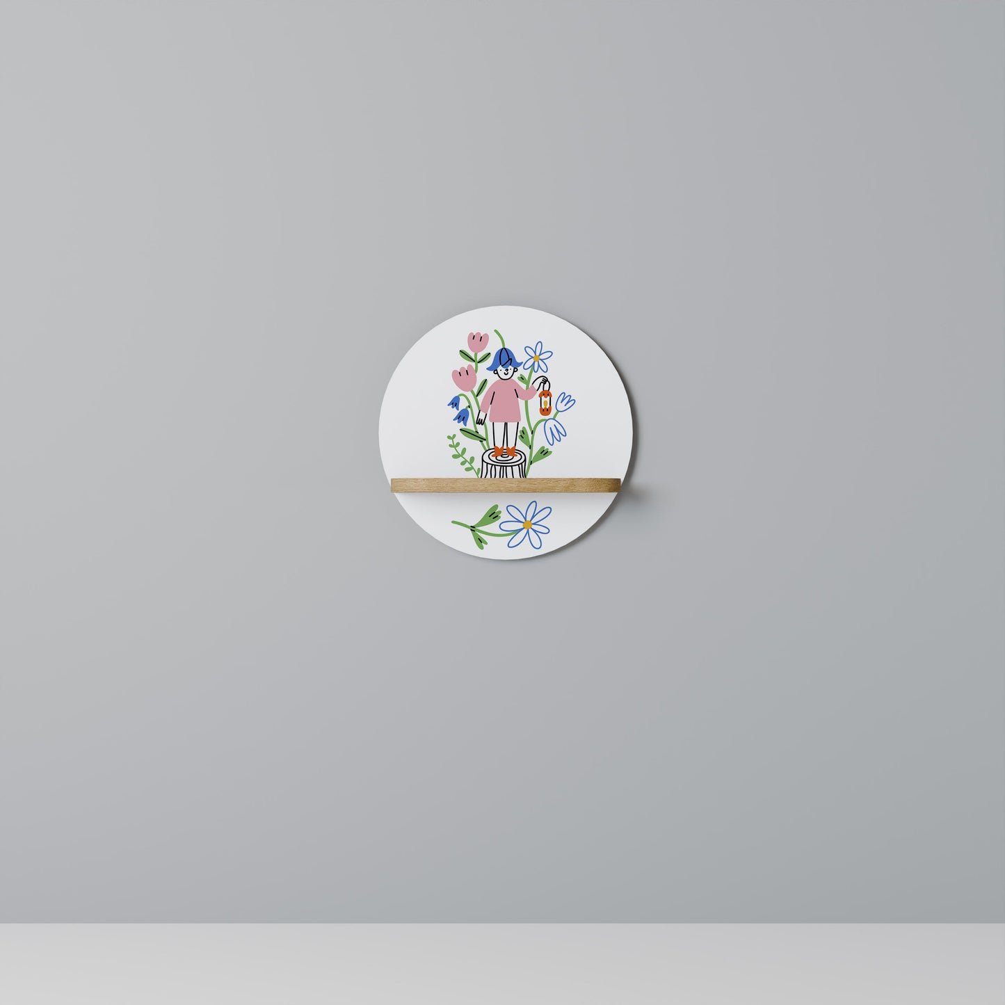 GARDEN GUARDIAN Mensola rotonda per opere d'arte in effetto rovere