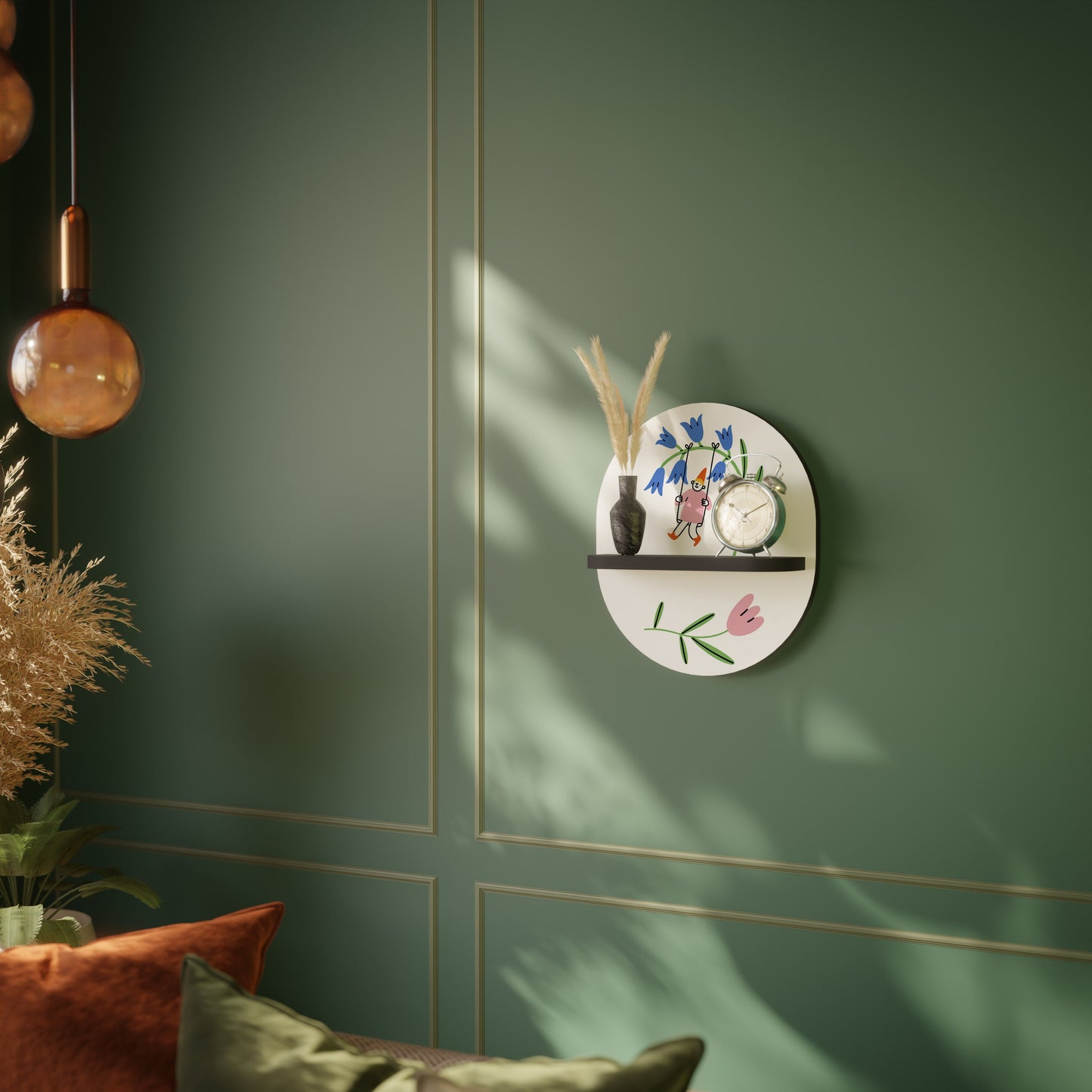 GARDEN JOY Oval Art Shelf In Black Finish