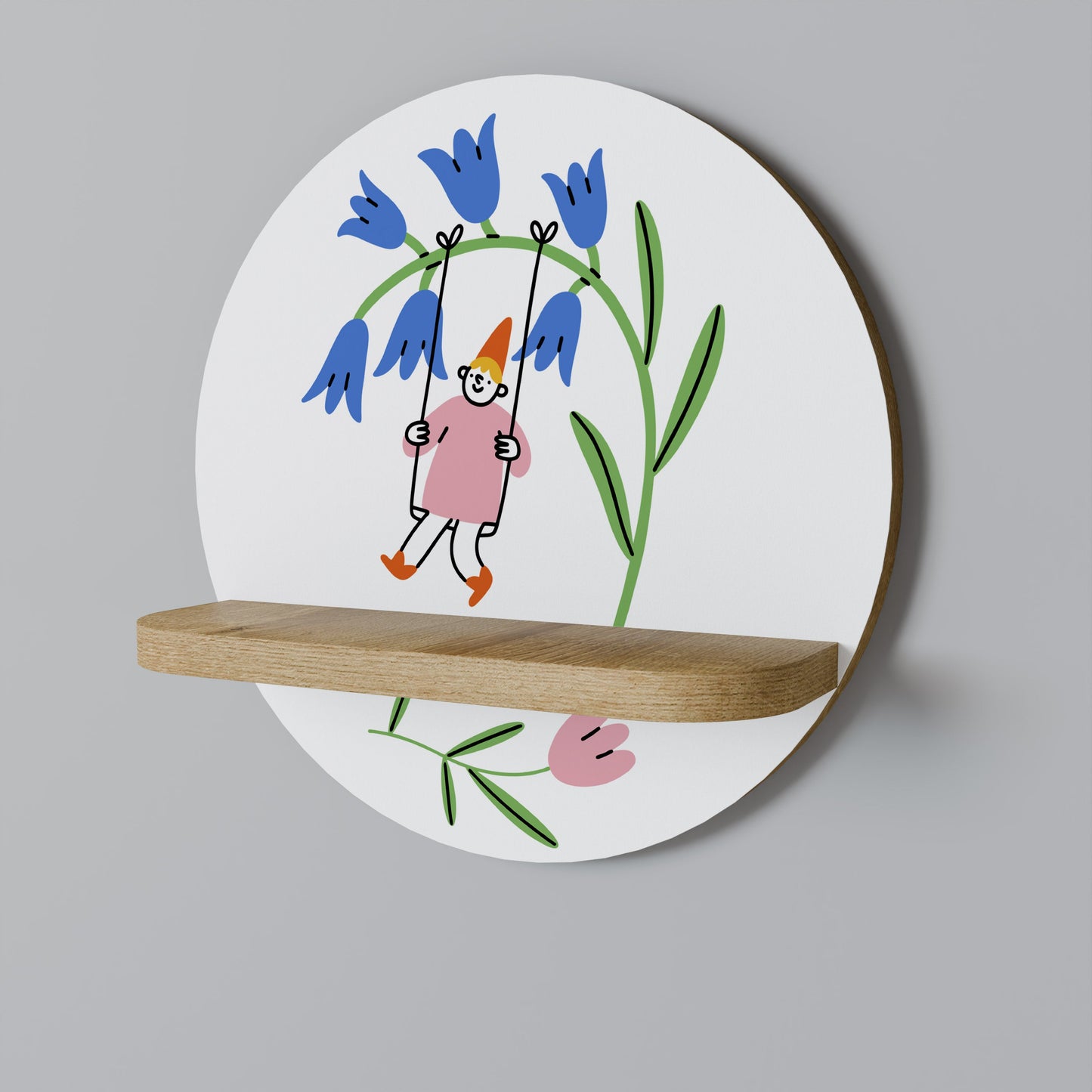 Mensola rotonda GARDEN JOY in effetto rovere