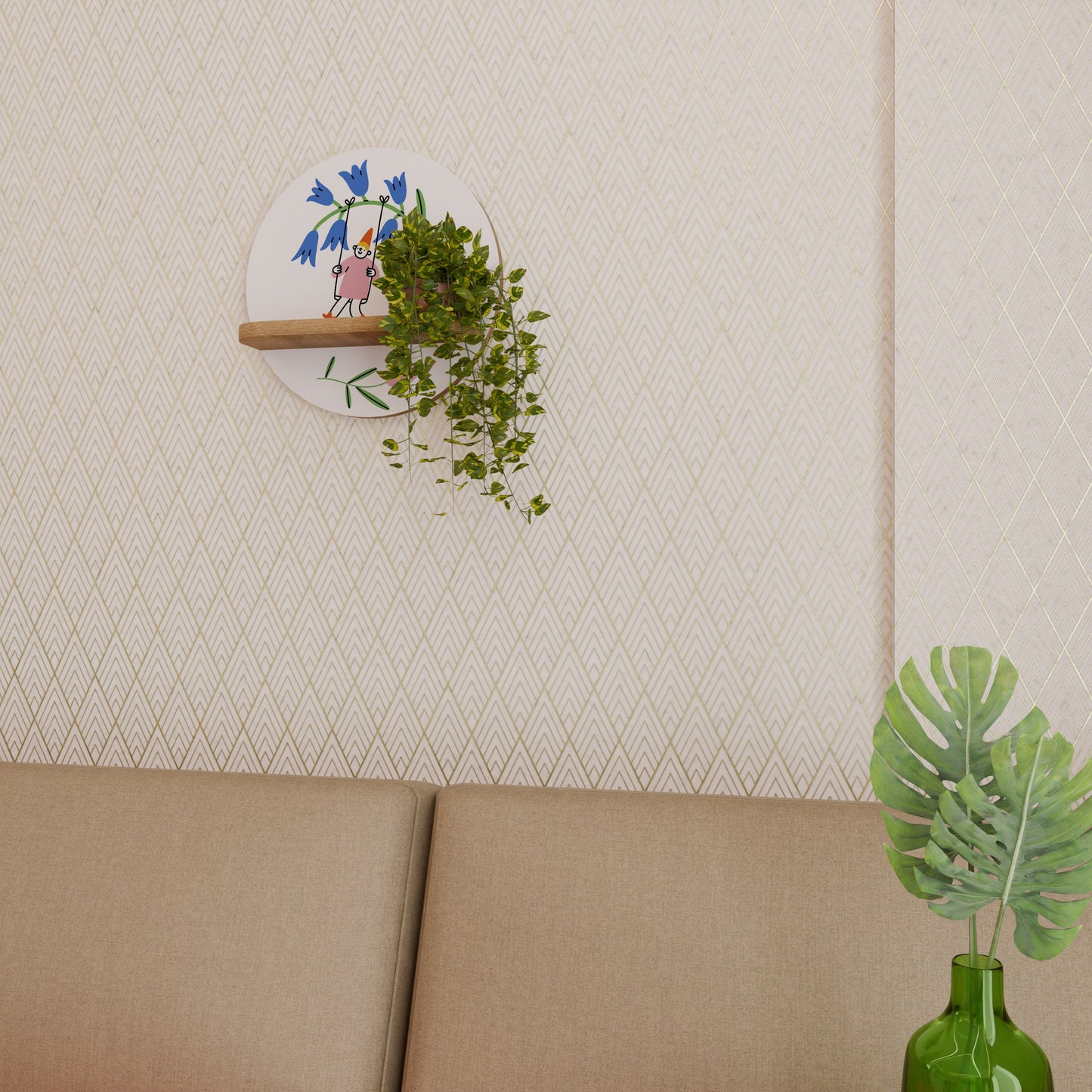 Mensola rotonda GARDEN JOY in effetto rovere