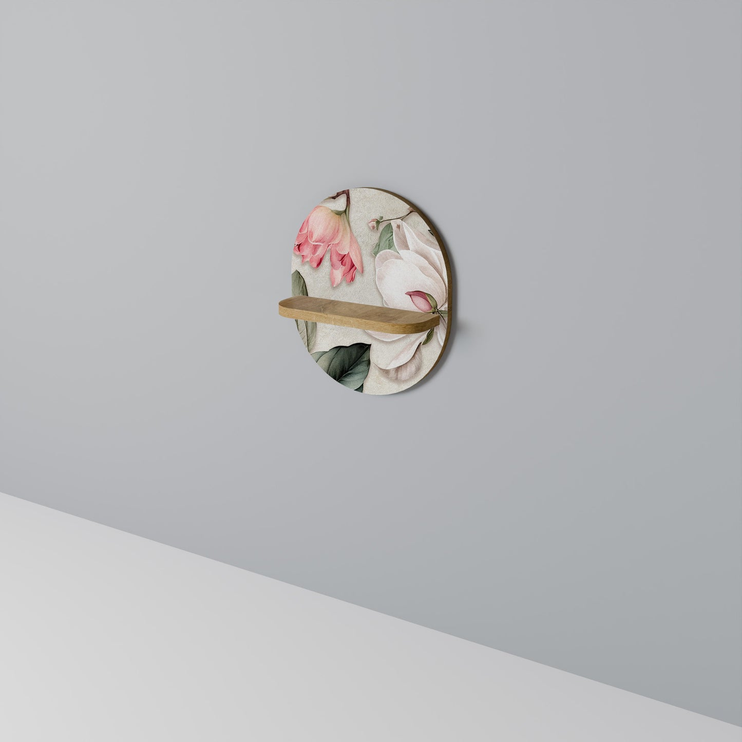 FLORAL GRACE Mensola ovale per opere d'arte in effetto rovere