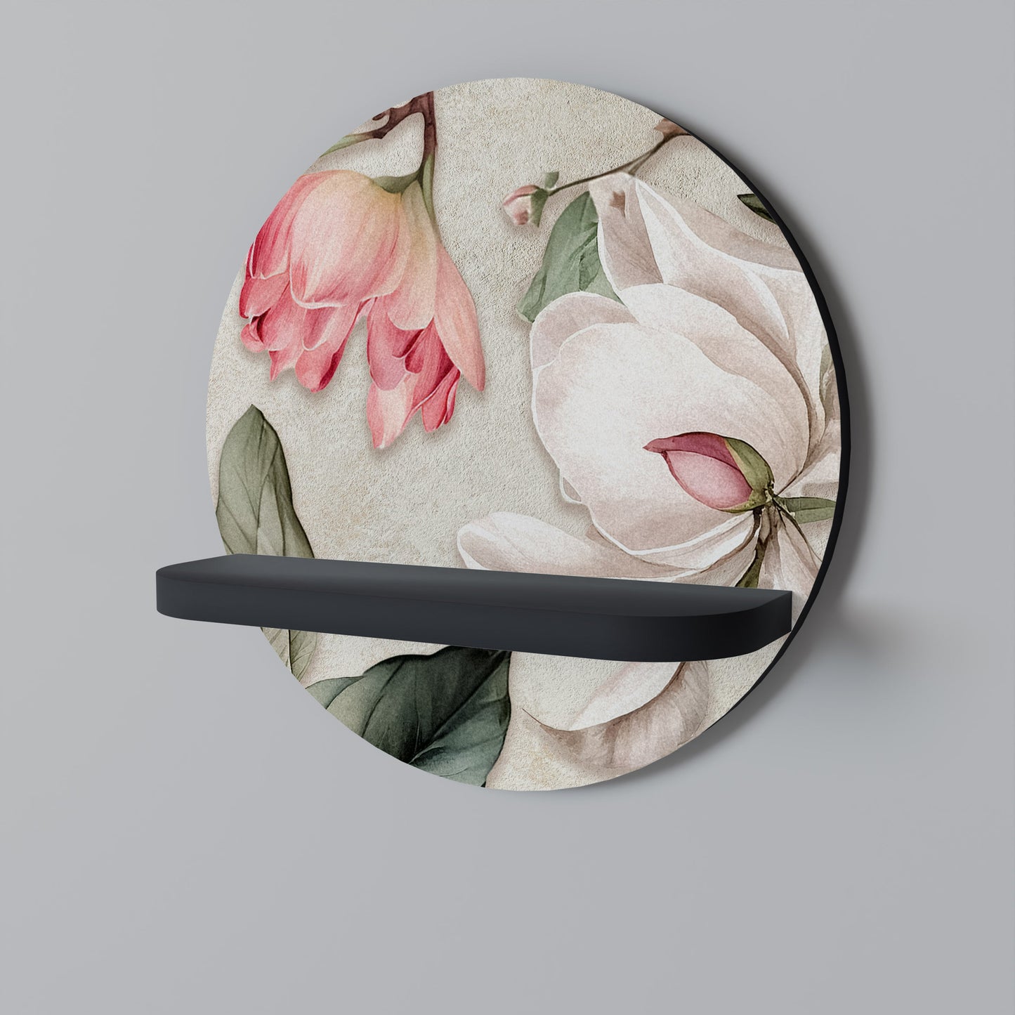 Mensola rotonda FLORAL GRACE in finitura nera